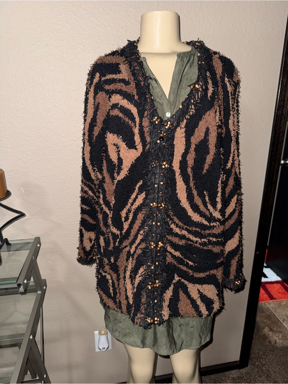 🖤Gorgeous Vintage Design Options by Philip & Jane Gordon M Animal-Print Cardigan